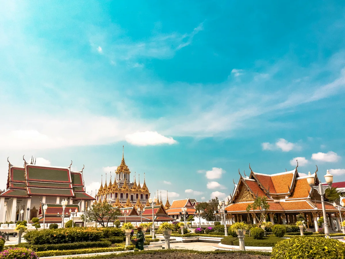 Buildings of a temple on a sunny day
