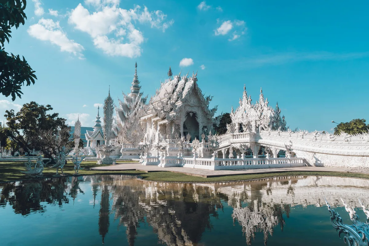 The White Temple, Wat Rong Khun, in Chiang Rai on a sunny day