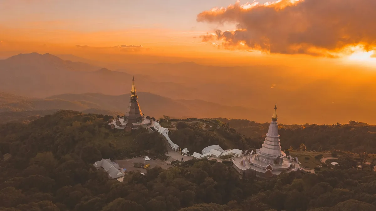 Aerial view of Doi Inthanon during sunset