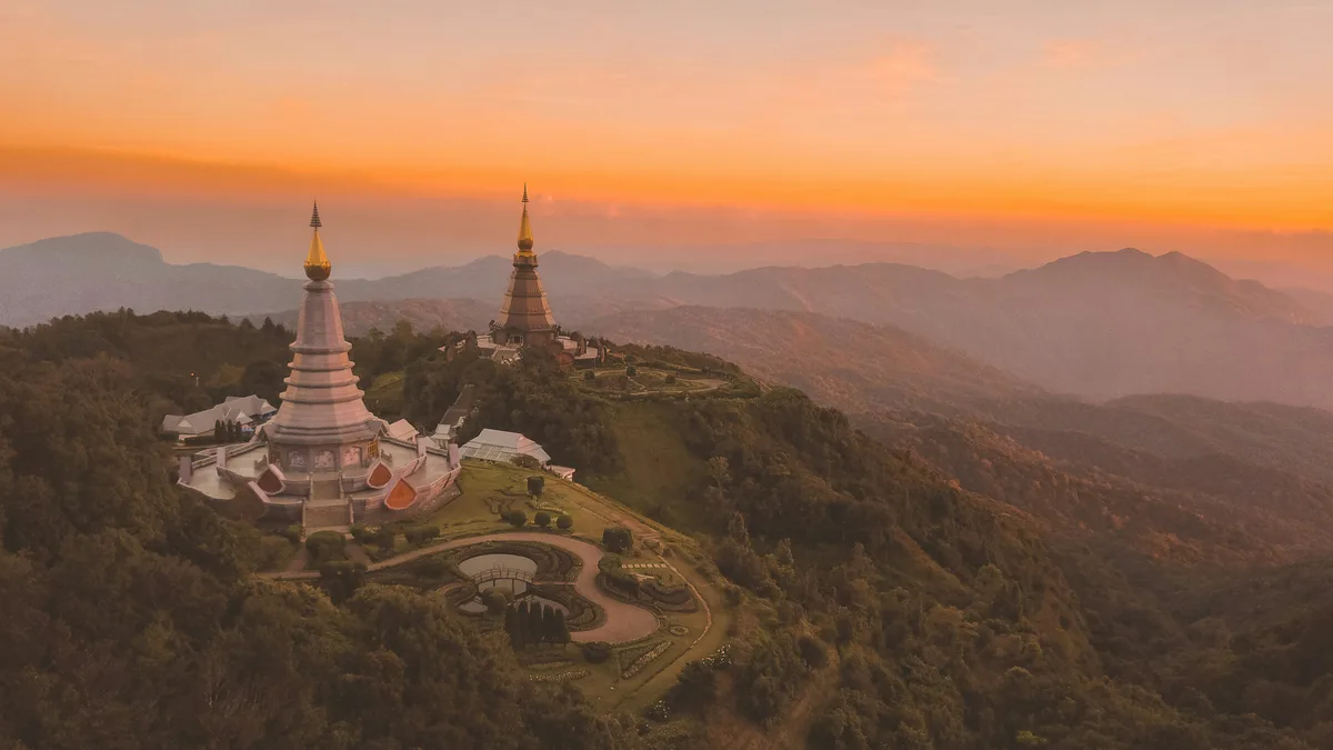 Aerial view of Doi Inthanon during sunset